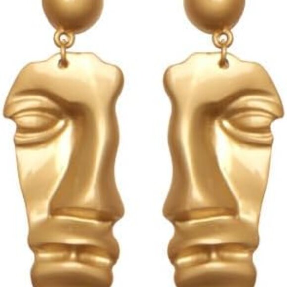 “Half Face” Greek God Broken Shattered Sculpture Theatre Masquerade Mask Earring - Picture 5 of 5